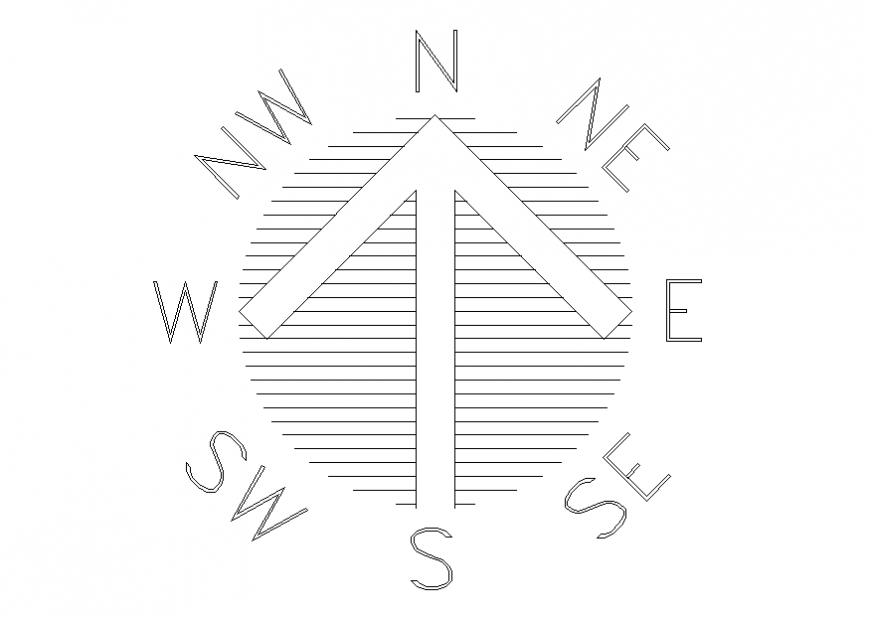 All side showing direction symbol block cad drawing details dwg file