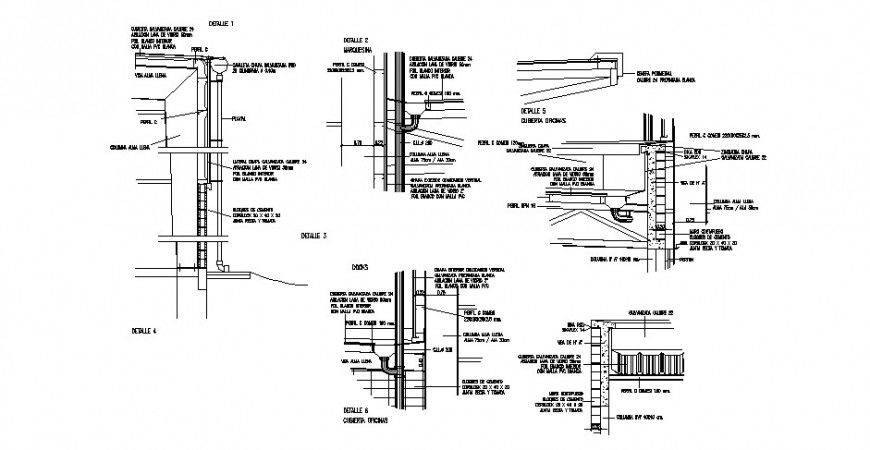 All sided constructive-structure sectional details for warehouse cad drawing details dwg file