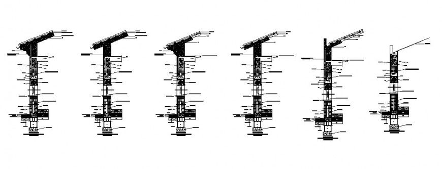 All sided cut constructive structure of building cad drawing details dwg file