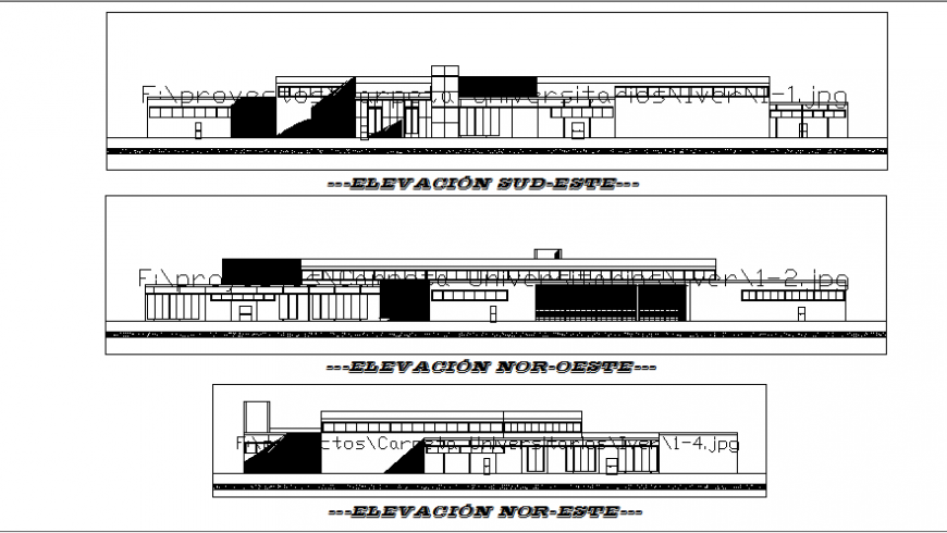 All sided elevations details of multi flooring salon with shopping center cad drawing details dwg file