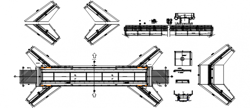 All sided section and constructive structure details of over bridge dwg file