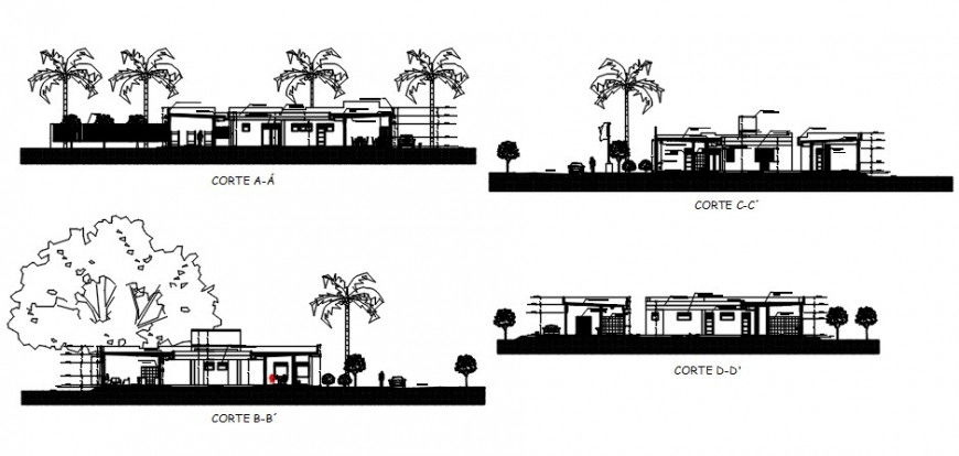 All sided sectional drawing details of government police station dwg file