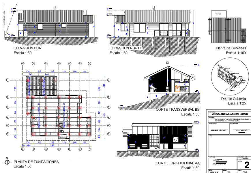 All sides of elevation of a building detailing dwg file