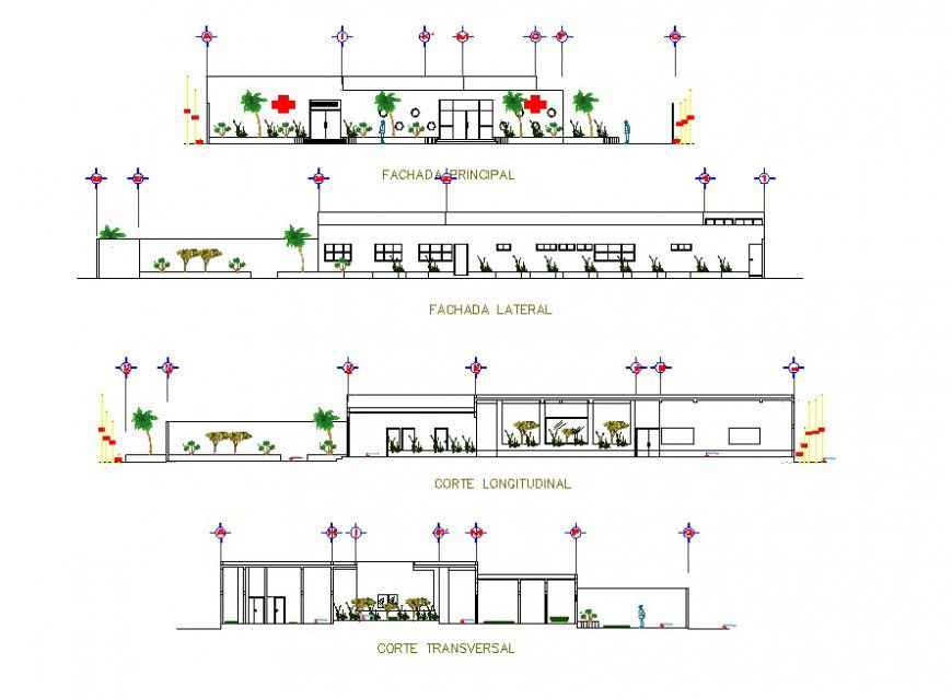 All sides of elevation of a building file