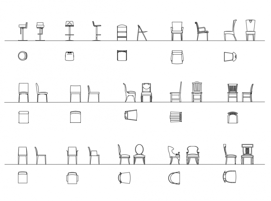 All types miscellaneous chair designs cad blocks details dwg file