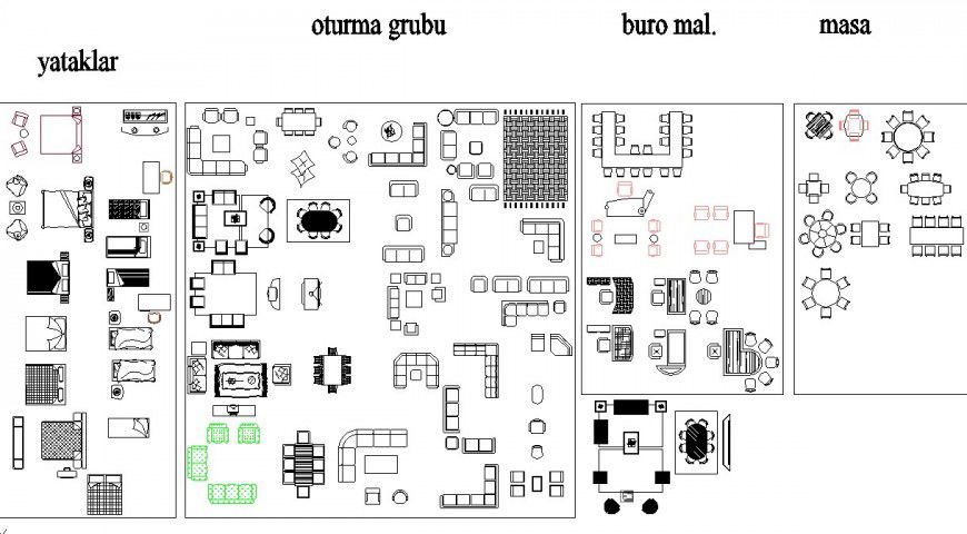 All types of furniture detail plan model