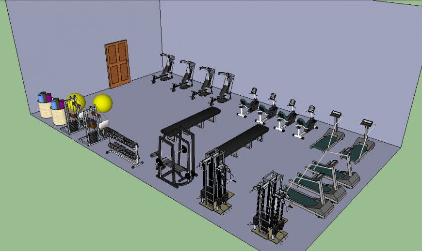 All types of gym equipment detail 3d dwg file