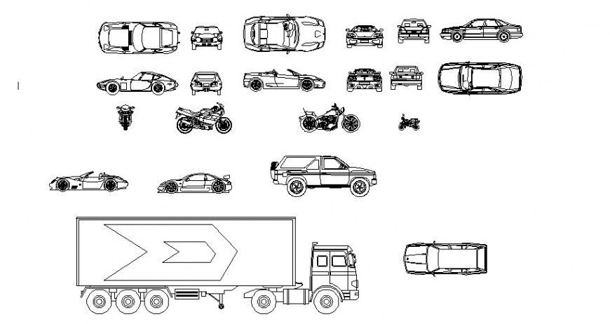 All types of vehicle elevation blocks cad drawing details dwg file