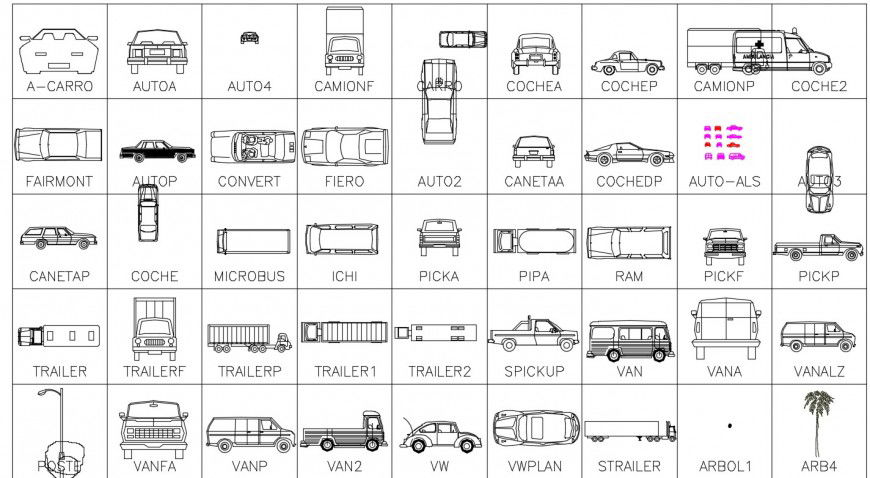 All types of vehicles cad blocks