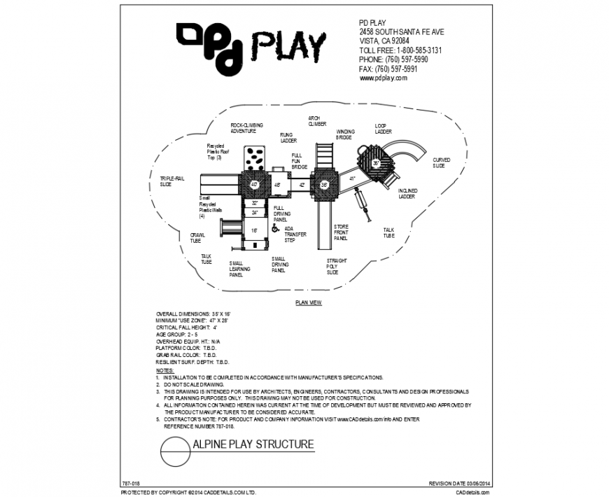 Alpine park plan and structure details dwg file