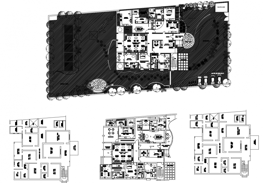 Alternative hotel floor plan in auto cad file