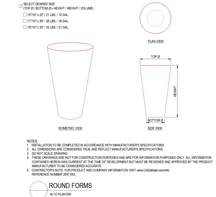 Alto planter round forms layout file
