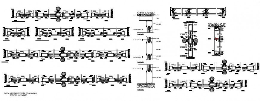 Aluminium door car pantry series and installation cad drawing details dwg file