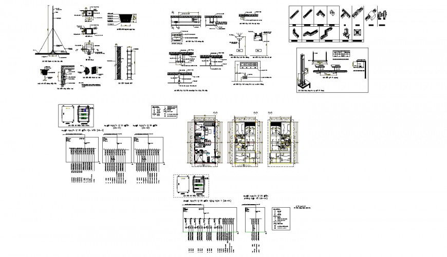 Aluminium electric pole, house floor electrical layout plan and auto-cad drawing details dwg file