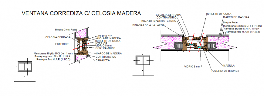 Aluminum door and window detail in dwg file.