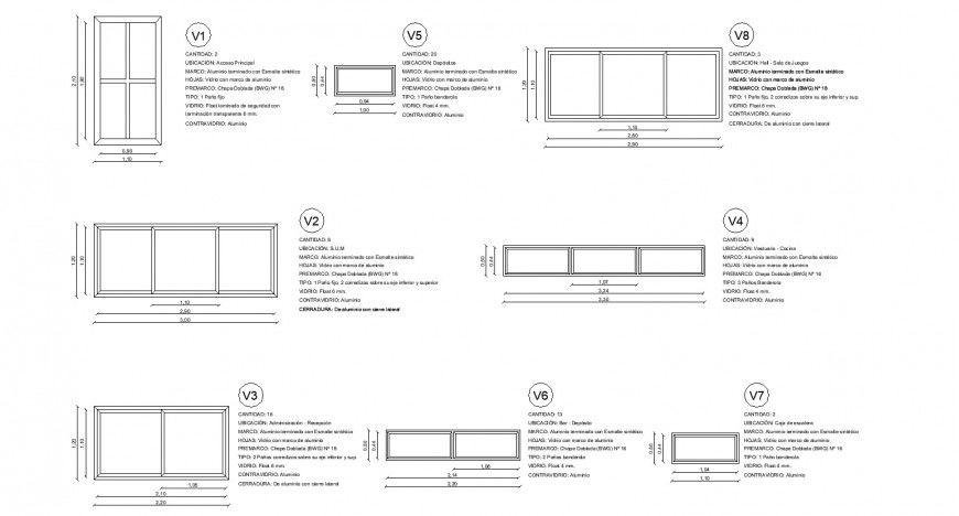 Aluminum profile window detail drawing in dwg AutoCAD file.