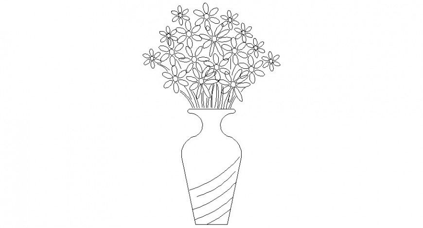 Amazing flower pot 2d elevation block cad drawing details dwg file