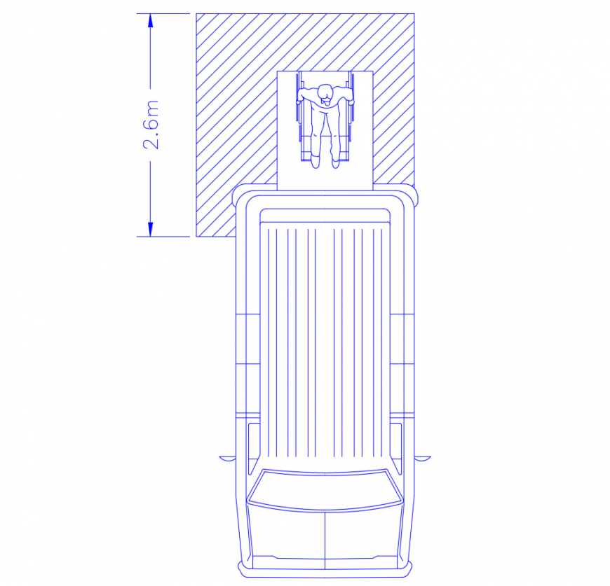 Ambulance with access area in block of vehicle in auto cad