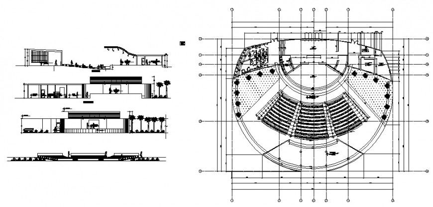 Amphitheater detail drawing in dwg AutoCAD file.