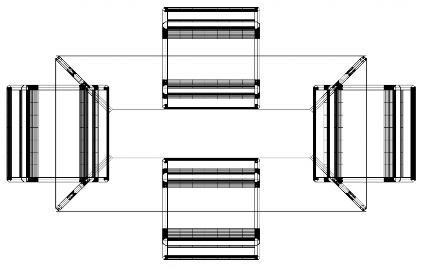 An abyss dining set plan detail dwg file.