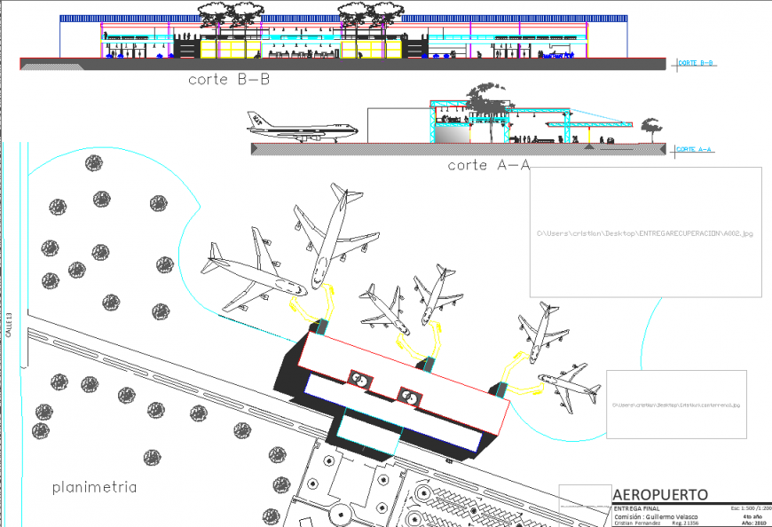 An airport plan with a detailing dwg file.