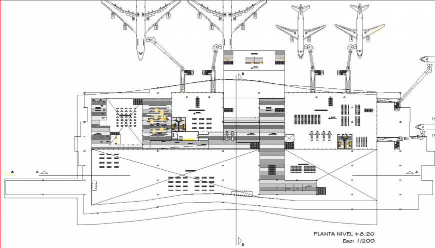 An airport plan with detail dwg file.