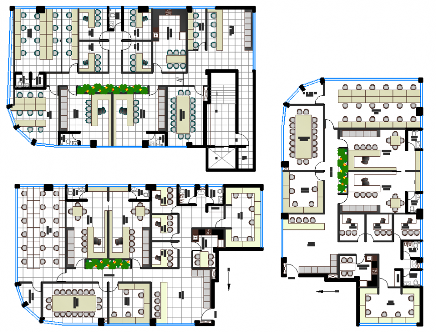 An office plan with detail & dwg file.