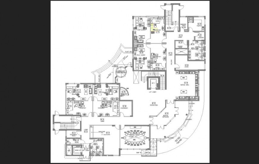 An office plan with detail dwg file.