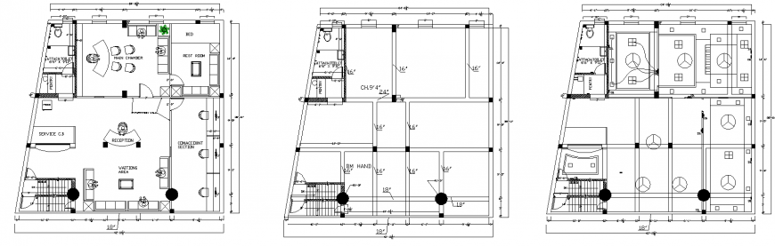 An office plan with details & dwg file.
