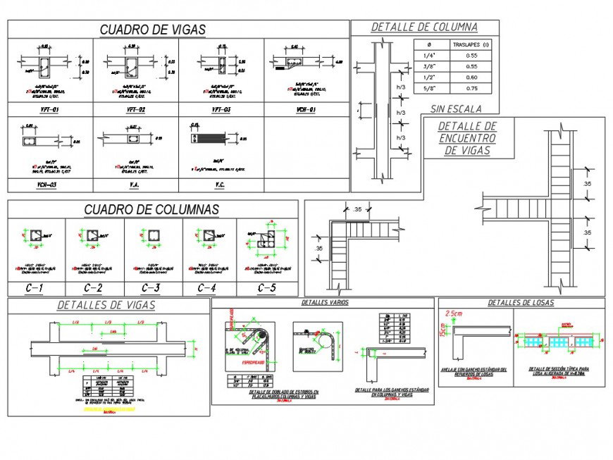 Anchor, column and beam section plan dwg file