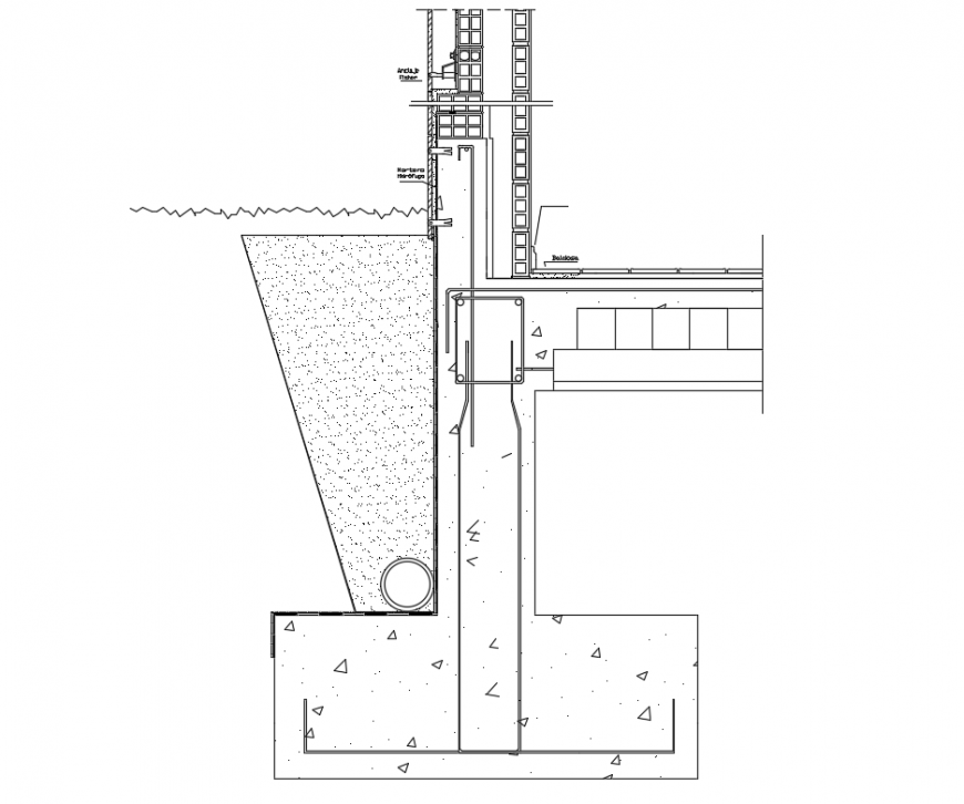Anchorage of false ceiling facade constructive details dwg file