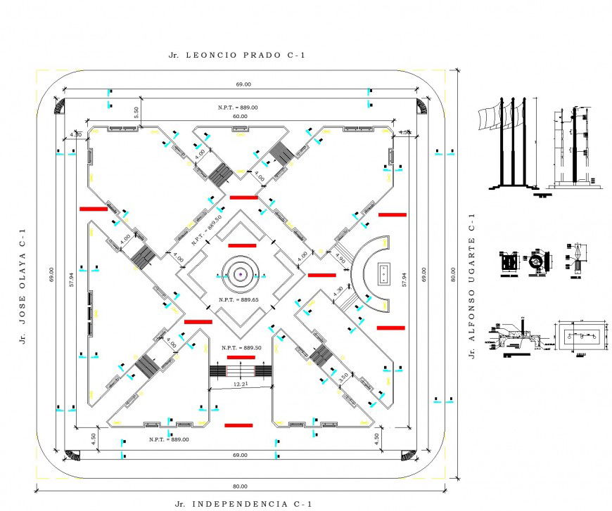 Ancient architecture plan autocad file