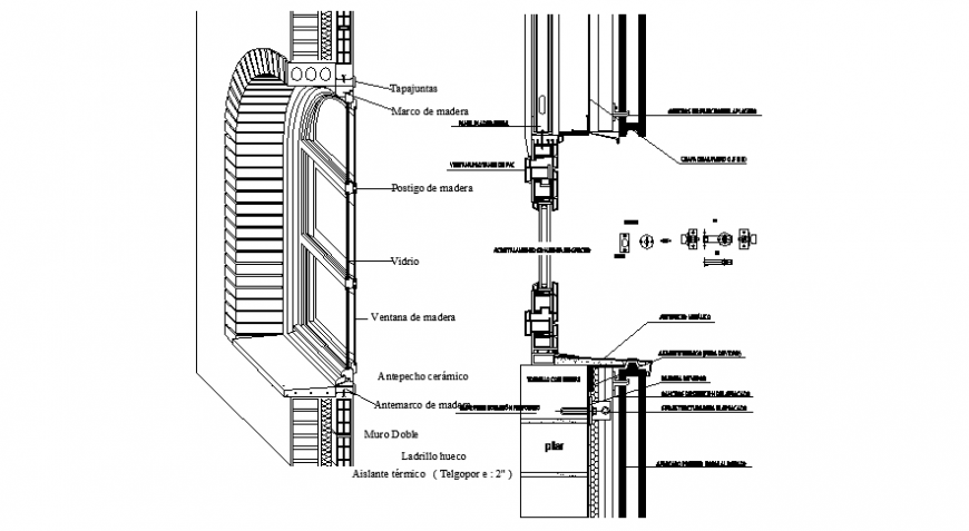 Ancient type model detail of window