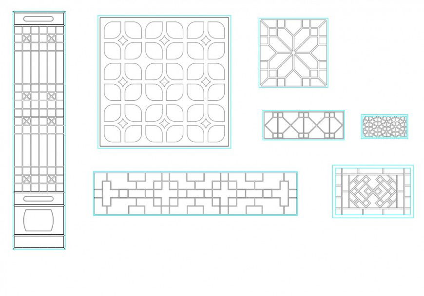 Ancient windows CAD block detail dwg file
