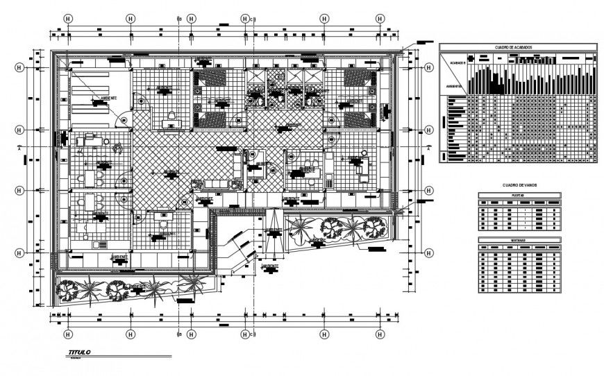 Andean health post module first floor distribution plan details dwg file