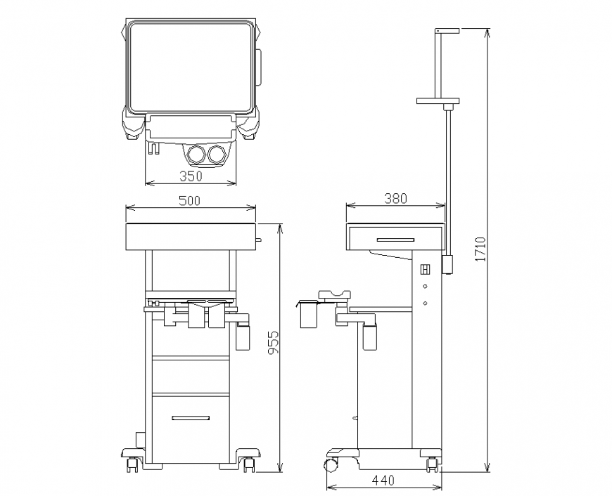 Anesthesia machine detail drawing in dwg file.