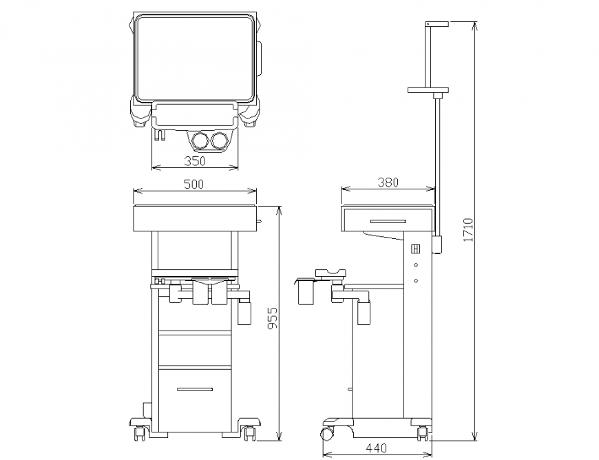 Anesthesia machine drawing in dwg file.