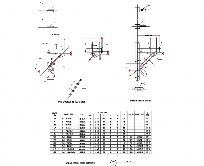 Angle steel knbe bracing section layout file