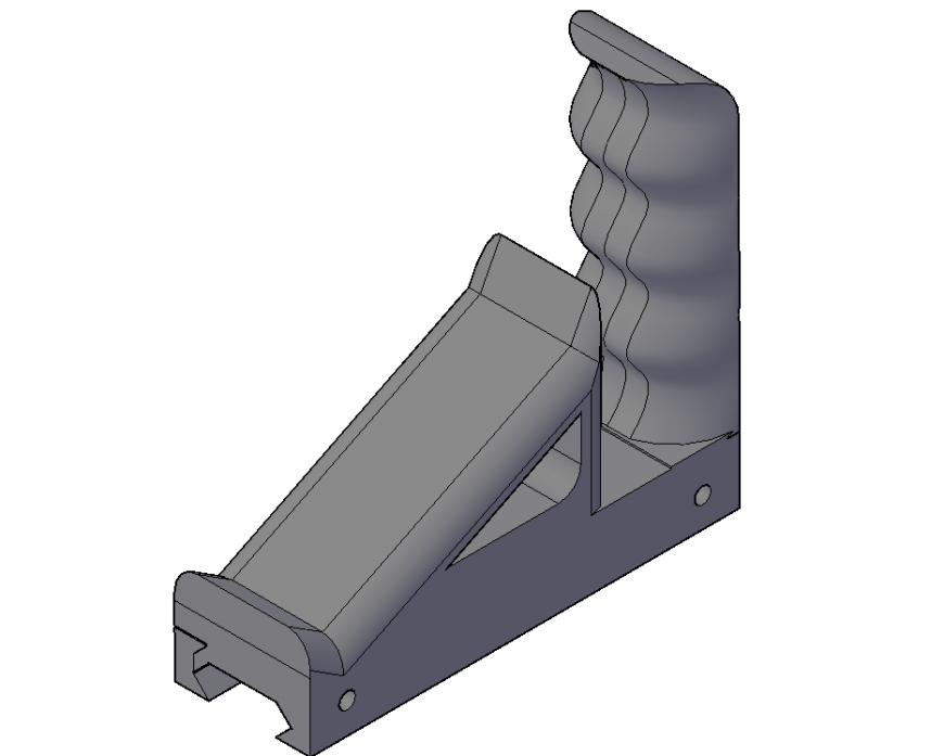 Angled Fore grip 3d model in dwg AutoCAD file.