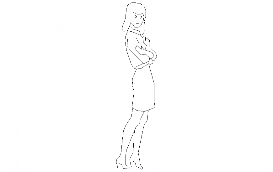 Angry girl people 2 d detail layout dwg file