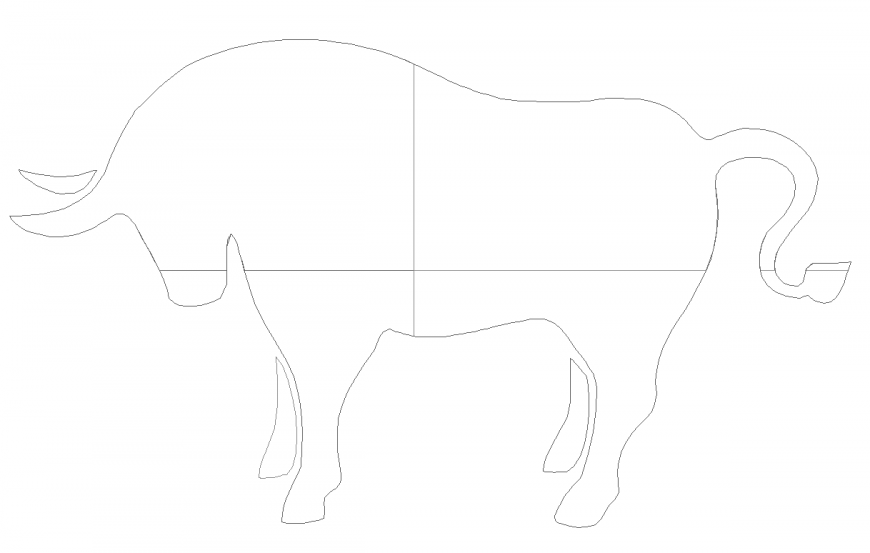Animal block of head cow elevation dwg file
