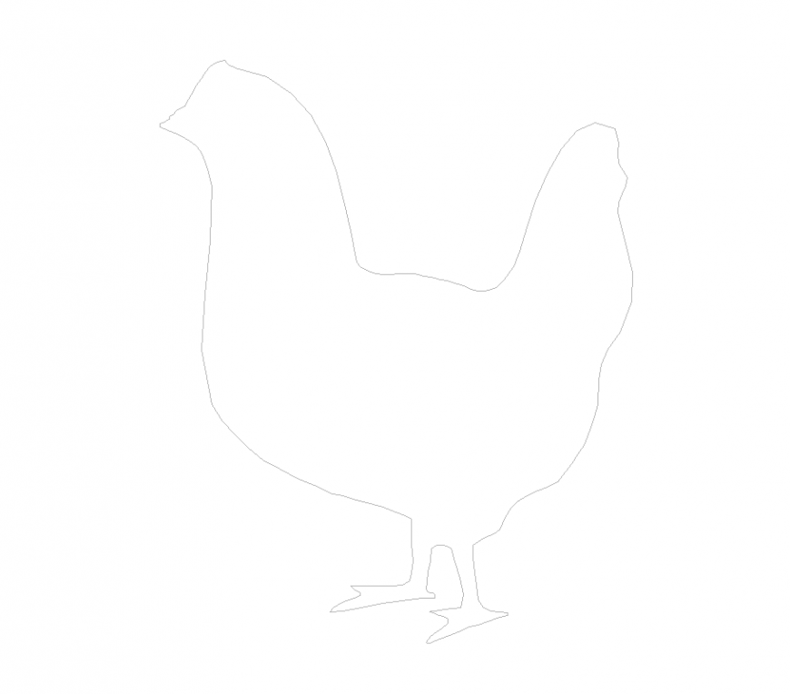 Animal block with detail of hen elevation dwg file