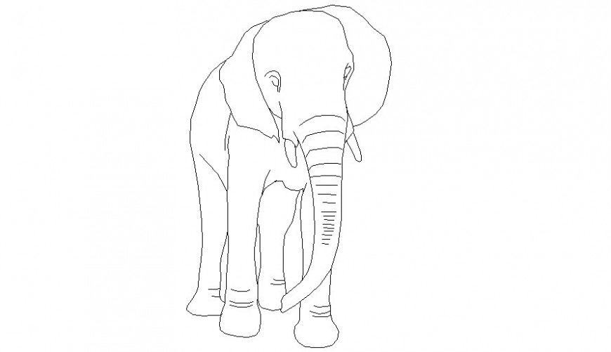 Animal blocks drawings of elephant elevation autocad file