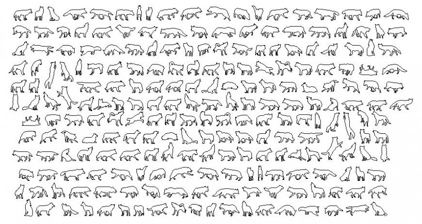 Animal drawings detail 2d view autocad software