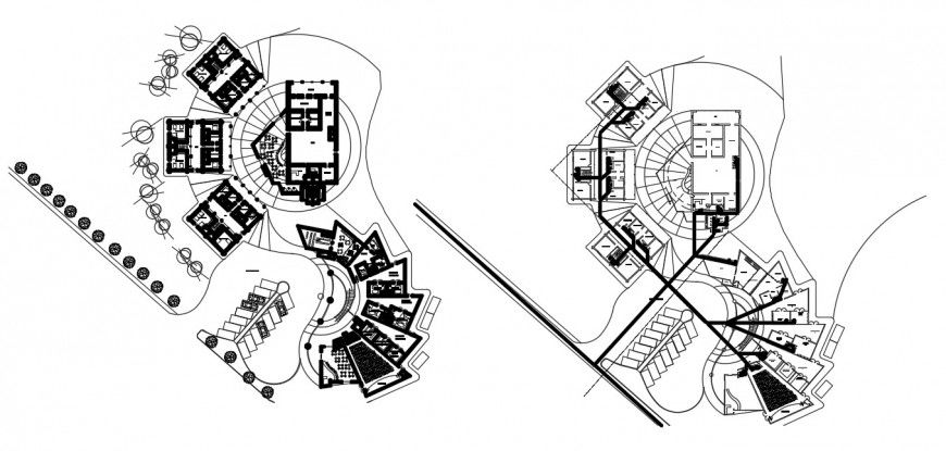 Anthropological research center office floor plan distribution plan cad drawing details dwg file
