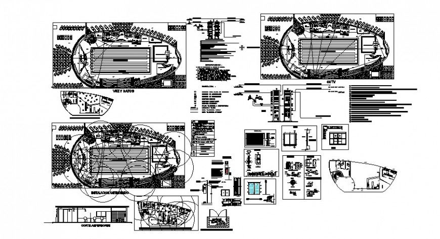 Anti infection installation plan of sport area in auto cad