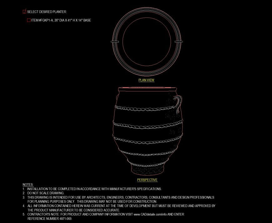 Antique detailed design planter drawing in dwg file.