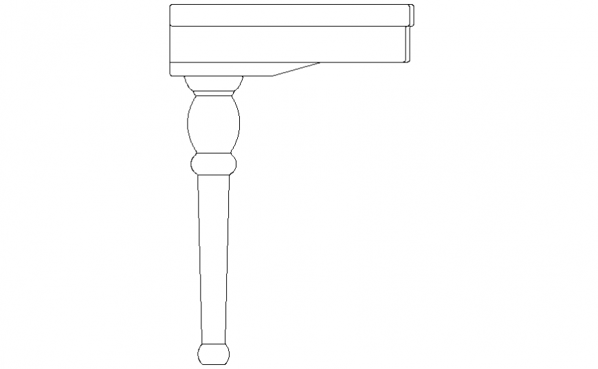 Antique leg of table elevation drawing in dwg file.
