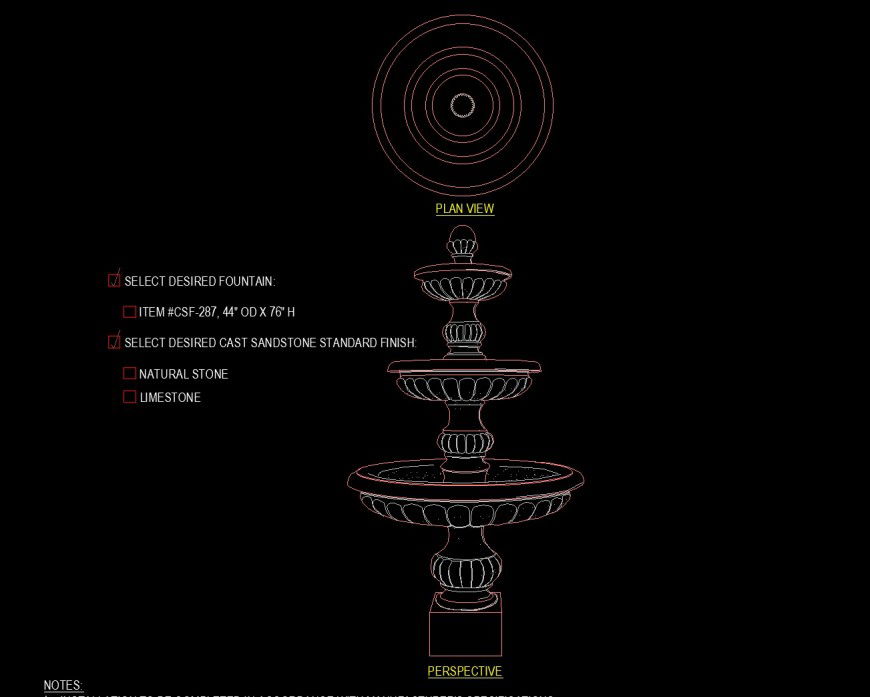 Antique shape fountain drawing in dwg file.