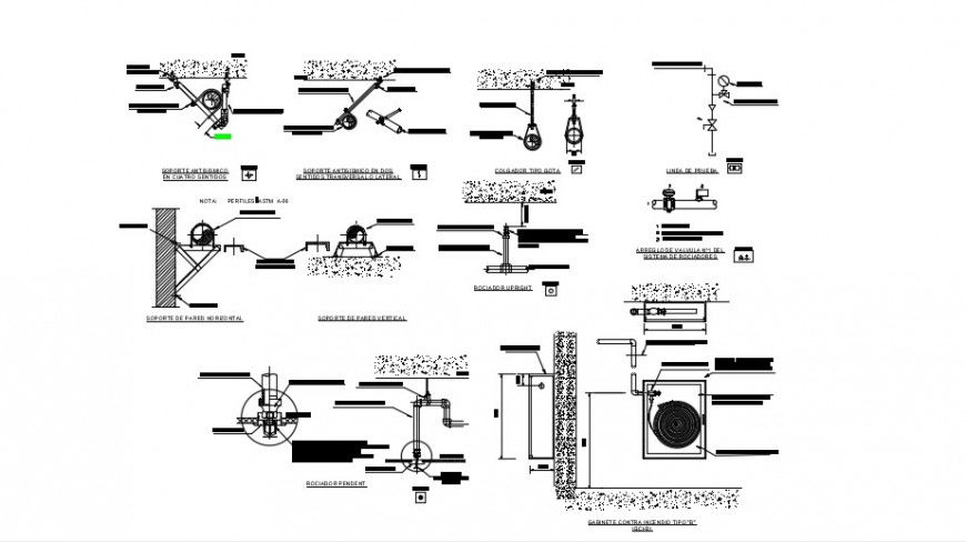Antisemitic support in two directions traversal or lateral electrical details dwg file